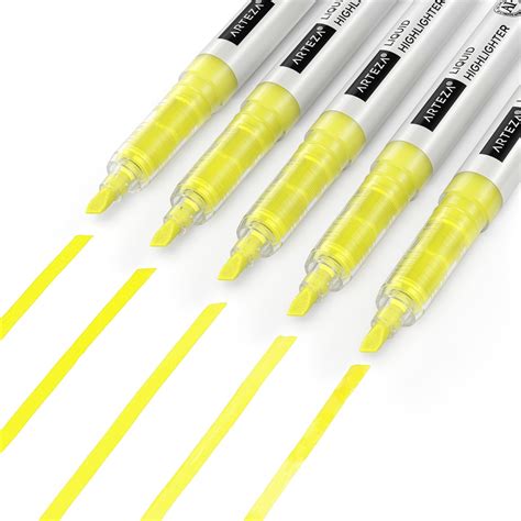 Liquid Highlighters Chisel Tip Yellow Set Of 12 Arteza
