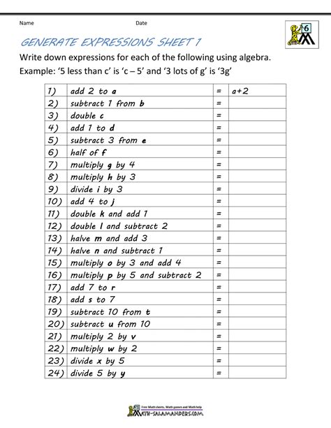 This exercise discusses the removal of brackets. Basic Algebra Worksheets