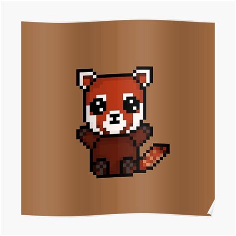 Cute Red Panda Chibi Pixel Animal Character Poster By Pixe11y