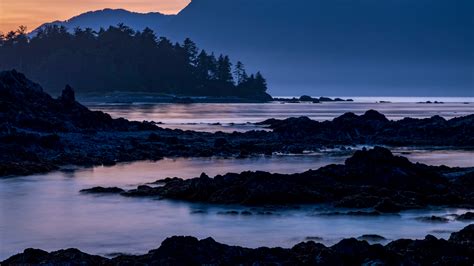 Dusk Falls Over Vancouver Island Viewed From An Islet In Nuchatlitz