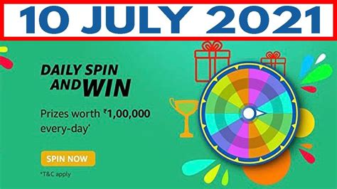 Amazon Daily Spin And Win Quiz Answers Today Win Rs 100000 10