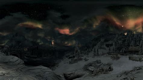 Free Download Beautiful Skyrim Night Sky Panorama By Mallony 3091x1200