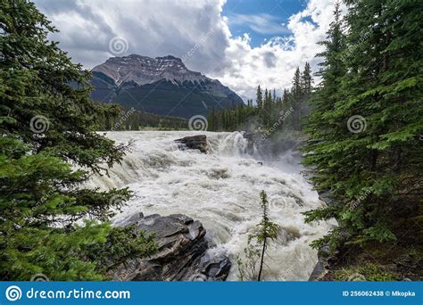 Athabasca Falls Waterfall Along The Icefields Parkway In Jasper