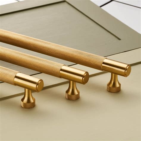 Brass Gold Gunmetal Grey And Silver Knurled Bar Handles By Pushka Home ...