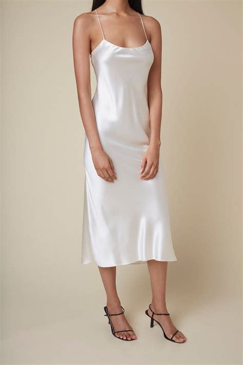Essentials The Carolyn Silk Slip Dress In Ivory — Refine Fancy