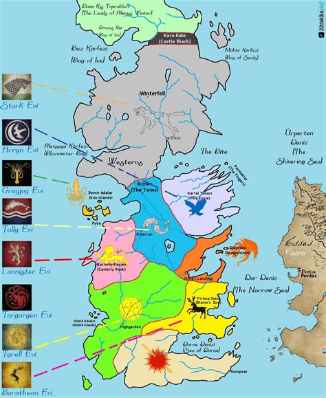 Detailed Game Of Thrones Map Seven Kingdoms At Games