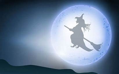 Moon Witch Halloween Broom Flying Backgrounds Hallows