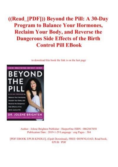 Read Pdf Beyond The Pill A 30 Day Program To Balance Your Hormones Reclaim Your Body And