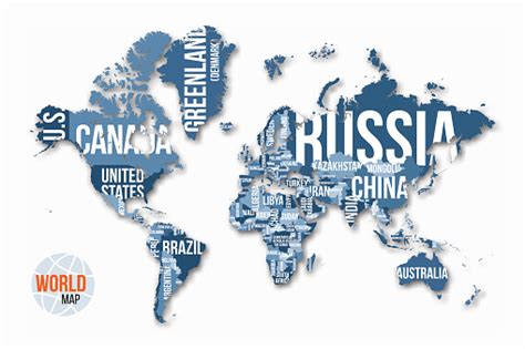 Vector Detailed World Map With Borders And Country Names Stock