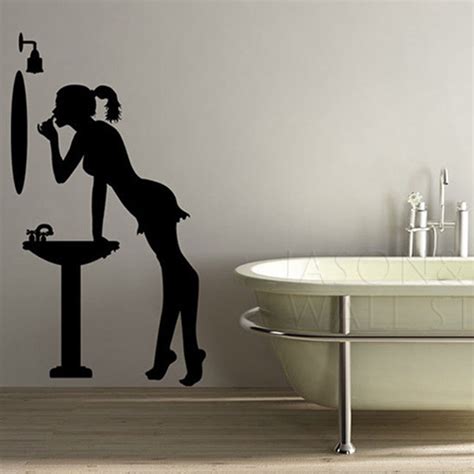 Sexy Lady Girl Silhouette Apply Makeup Vinyl Art Wall Decal Sticker Mural Wallpaper Sink Mirror