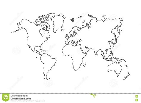 World Map Outline Cartoon Vector 92953165