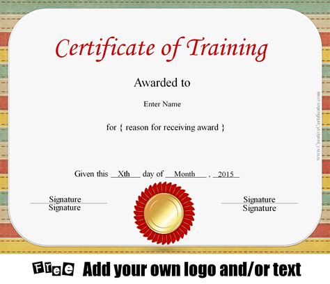 Free Printable Training Certificate Templates
