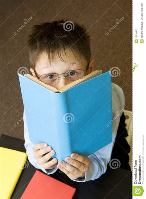 Boy Reads The Book Stock Image Image Of Intelligence 15636253