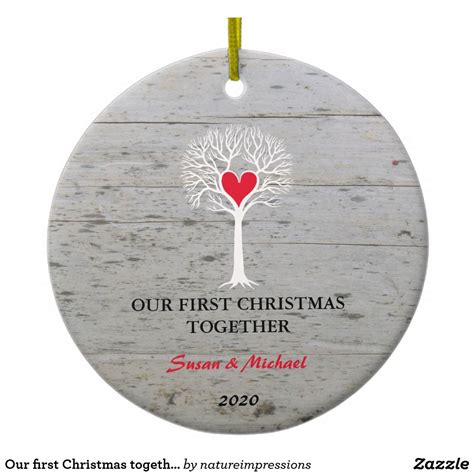 Our First Christmas Together Love Tree Driftwood Ceramic Ornament