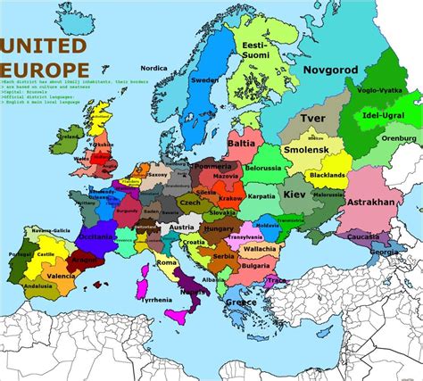 Europe Divided In Regions Of 10 Million Inhabitants Maps Map