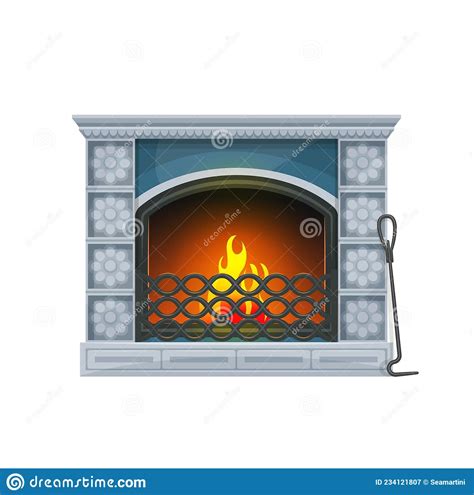 Chimenea Interior De Casa Con Vector De Incendio Ilustración Del Vector