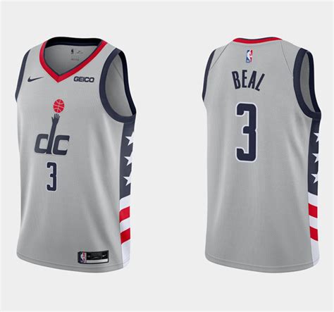 Mens Washington Wizards 3 Bradley Beal Gray City Edition New Uniform