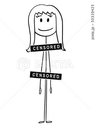 Cartoon Of Naked Or Nude Woman With Censored Pixta