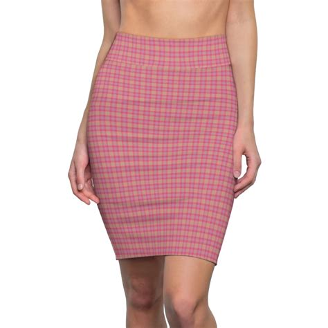 Pink Purple Plaid Women S Pencil Skirt In 2020 Womens Pencil Skirts Womens Skirt Pencil Skirt