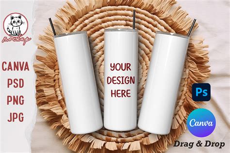 20oz Skinny Tumbler Mockup CANVA Graphic By Doodle Design Creative