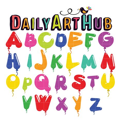 Balloon Cartoon Alphabet Clip Art Set Daily Art Hub Graphics