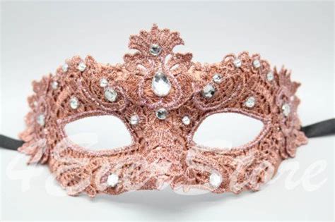 Glamorous Pink Coral Lace Mardi Gras Mask Embellished With Lace Gems