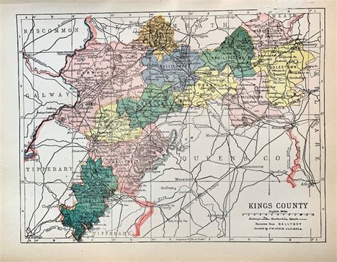 Kings County Map Original 1901 Atlas Of Ireland Map Tullamore