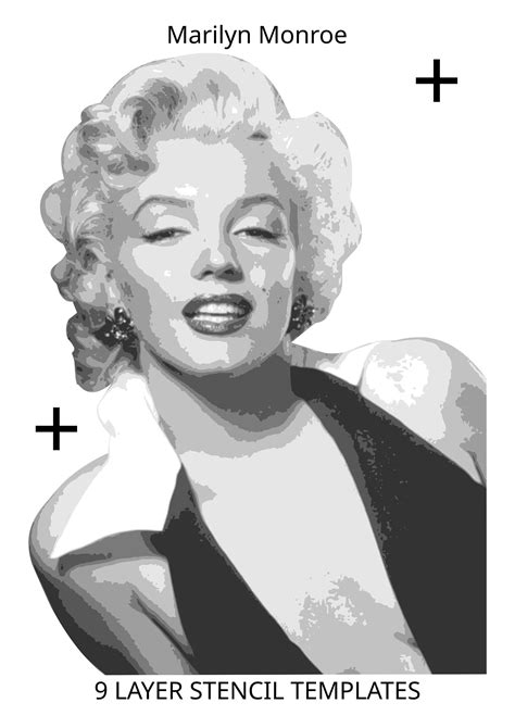 Marilyn Monroe Stencil Template Print And Cut Digital Etsy