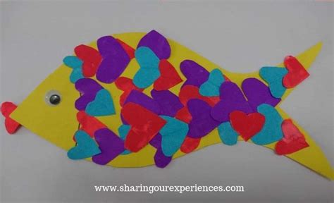 Colourful Fish Using Hearts Cut And Paste Activity For Kids