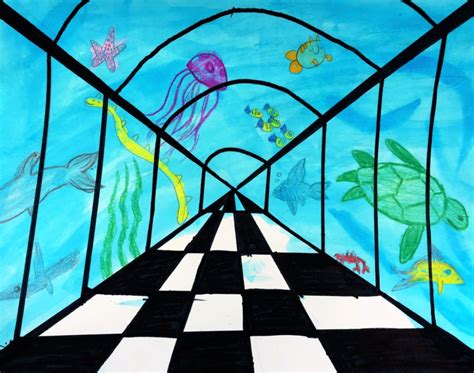 Aquarium Perspective Lesson Art For Kids Leah Newton Art