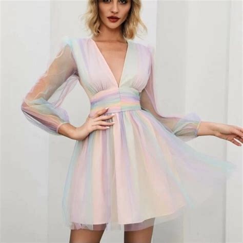 Dresses Pastel Rainbow Sheer Summer Mini Dress Size Sm Poshmark