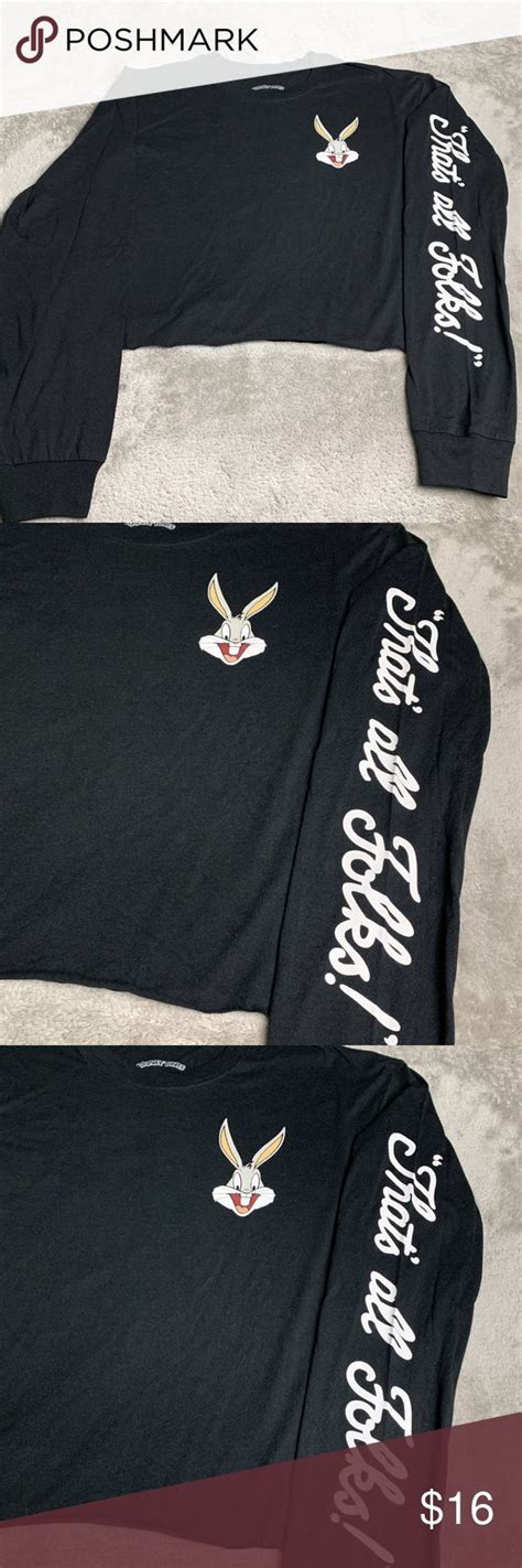 Bugs Bunny Thats All Folks Crop Ls Med Thats All Folks Long Crop Top Looney Tunes Bugs Bunny
