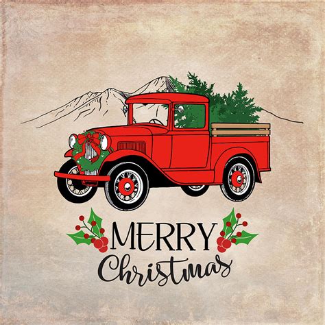 Red Ford Christmas Truck Digital Art By Tina Lavoie Fine Art America