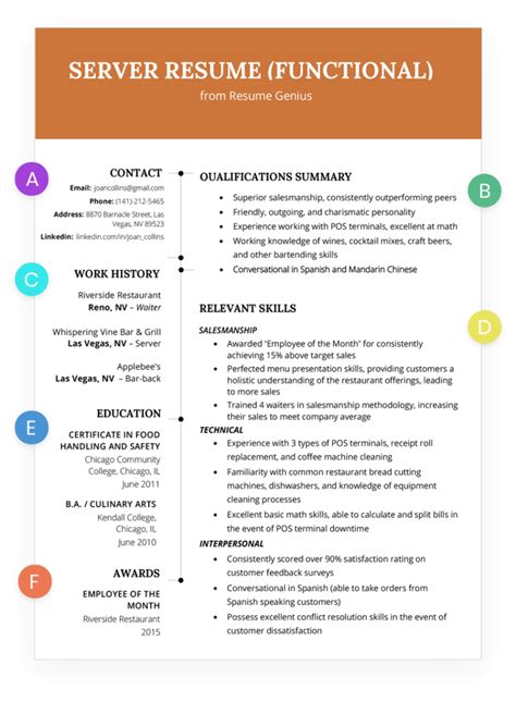 The Functional Resume: Template, Examples & Writing Guide | RG in 2020 | Functional resume ...