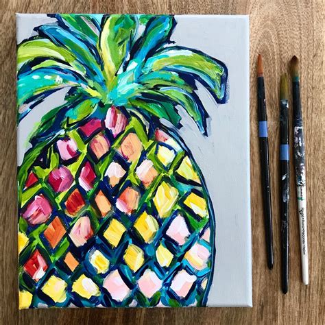 Learn How To Paint A Colorful Pineapple With Acrylic Paint — Elle Byers