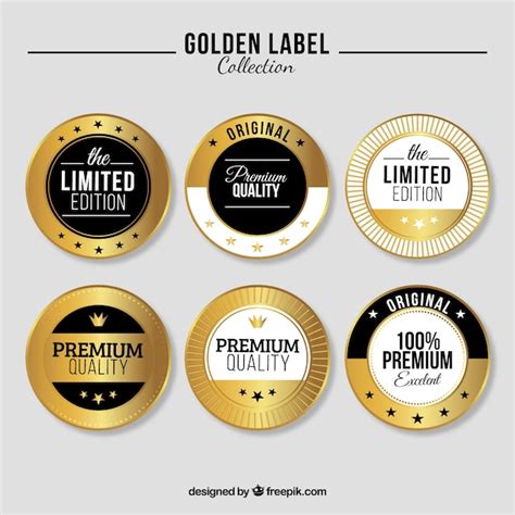 Collection Of Limited Edition Golden Labels Vector Free Download