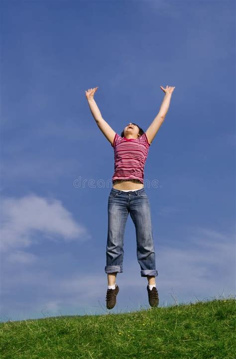Young Happy Woman Jumping High Picture Image 8957974