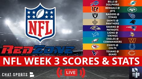 Nfl Redzone Live Streaming Nfl Week 3 Scoreboard Highlights Scores Stats News And Analysis