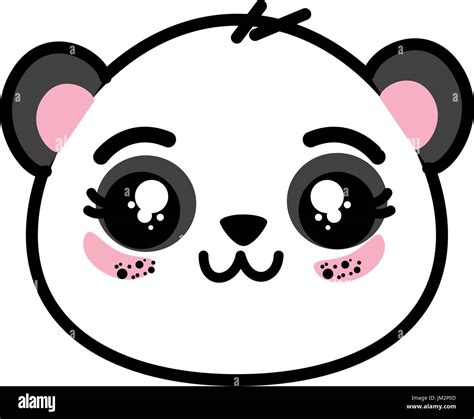 Niedlicher Panda Bär Gesicht Symbol Vektor Illustration Grafik Design