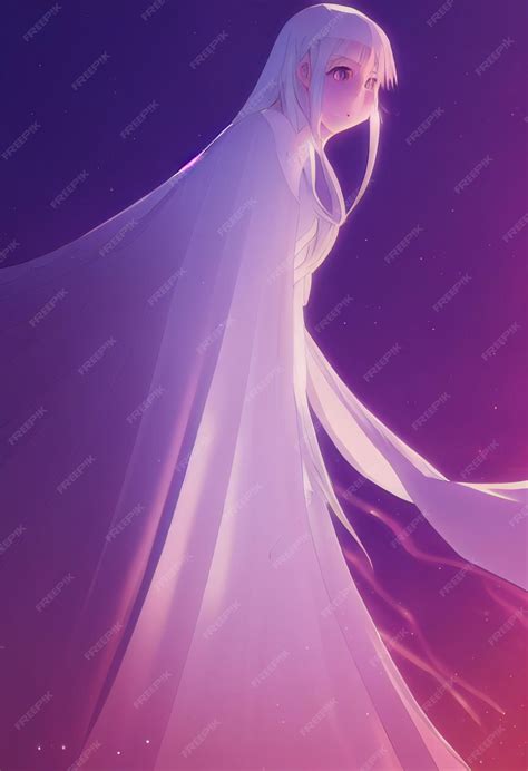 Premium Ai Image Anime Girl In White Dress With Long White Hair And