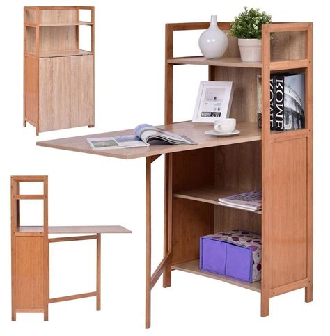 Minimalist wooden bureau with a folding desk top. Folding Desk Cabinet Display Fold Out Convertible Study ...