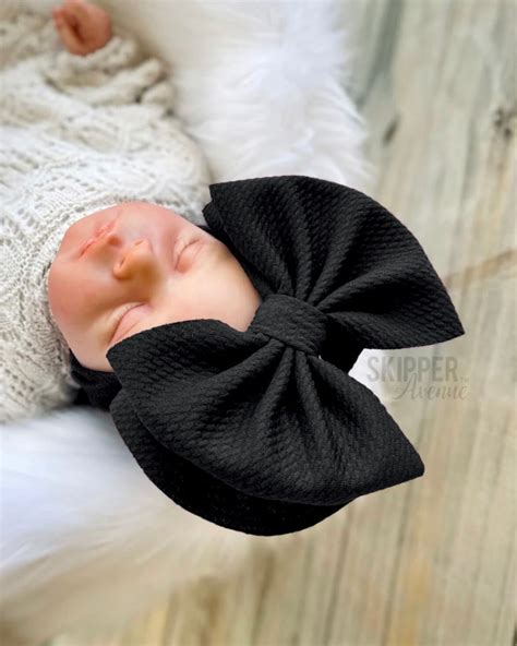 JET BLACK Stand Up Headwraps Permanently Sewn Pull Proof Big Bow