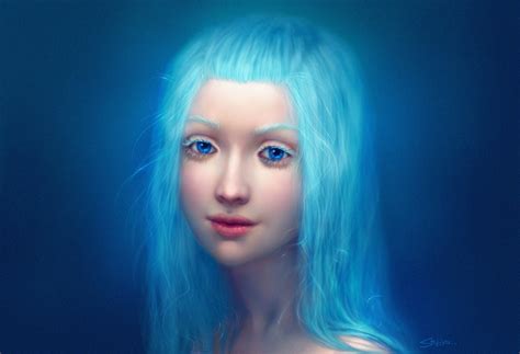 Wallpaper Face Women Model Blue Hair Photography Mouth Skin