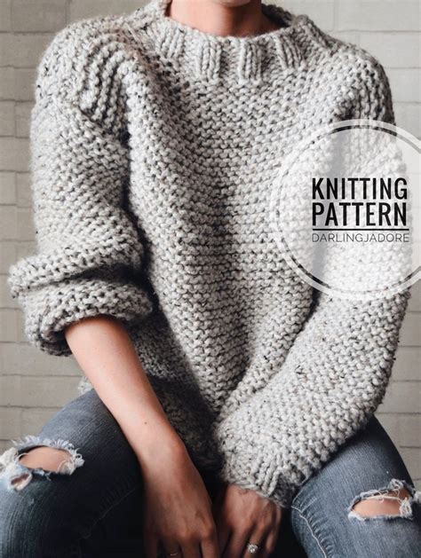 Knitting Pattern Chunky Knit Sweater Pattern Bulky Sweater Knitting