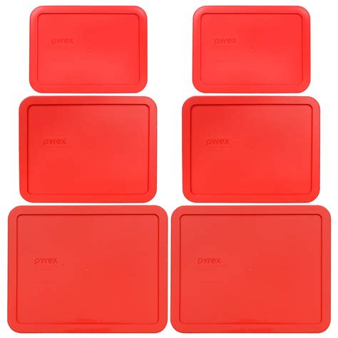 Pyrex Replacement Lid Red 6 Pack Sizes 2 7212 Pc 2 7211 Pc And 2 7210 Pc For Pyrex