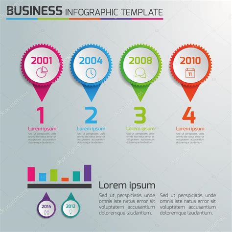 4 Steps Process Business Infographics Light Vector Background Circles