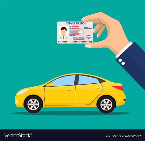 Car Driver License Identification Card In Hand Vector Image