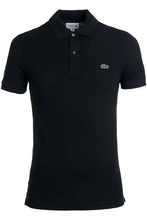 Hochwertiges Lacoste Classic Fit Poloshirt in der Farbe schwarz Einfarbig Der Ärmeltyp ist