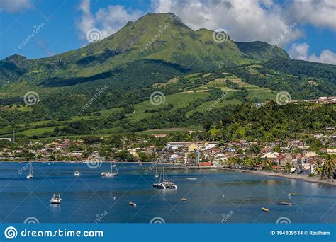 A View Towards The Town Of Saint Pierre And The Volcano Mount Pelee In