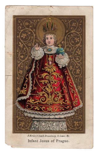 Infant Jesus Of Prague Vintage Holy Card Ebay Vintage Holy Cards